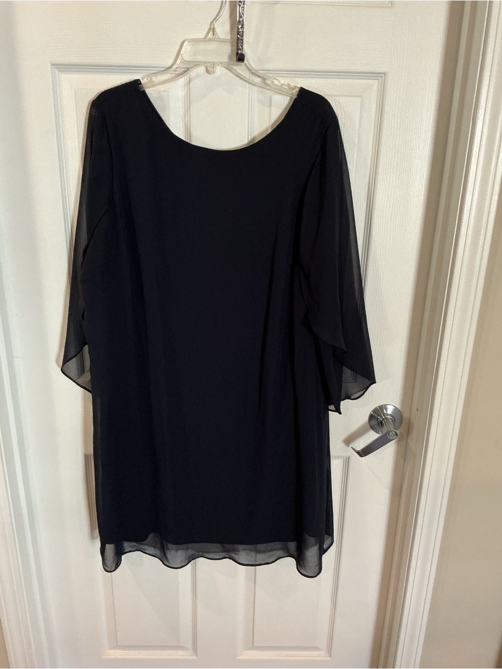 Blue Women's Chiffon Overlay Dress - Classic Shift Style